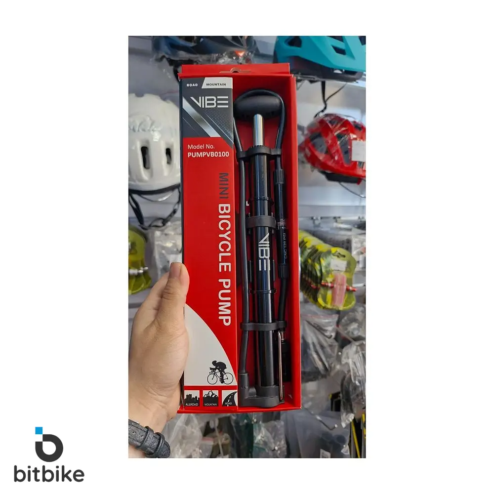 تلمبه دوچرخه دستی آلومینیومی شلنگدار وایب مدل 0100