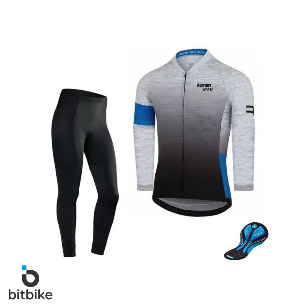 ست لباس دوچرخه سواری حرفه ای آستین دار مردانه